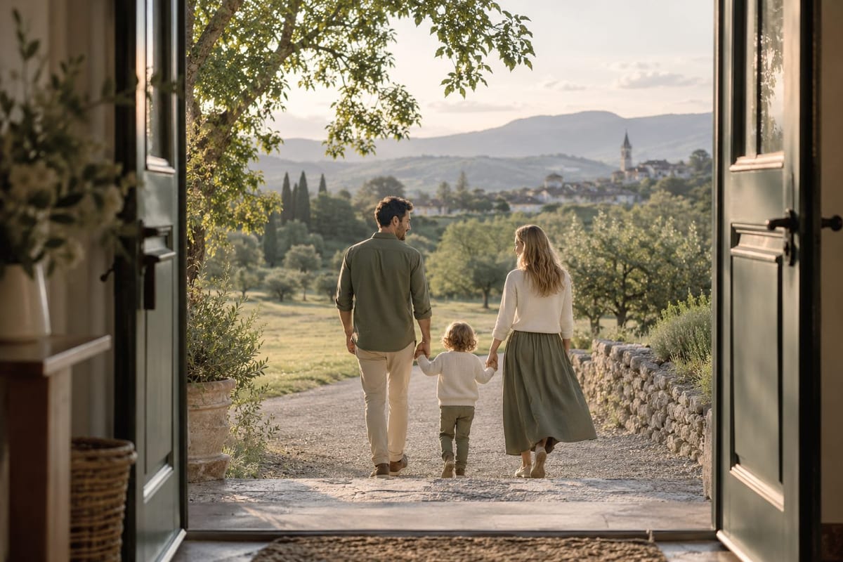 Risikolebensversicherung: Zwei Erwachsene und ein Kind gehen Hand in Hand auf einem Weg. Zwei Erwachsene und ein Kind gehen Hand in Hand auf einem Weg.